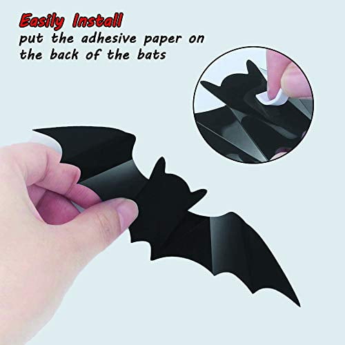 Scary Funny Party Celebration 6 Sizes Set Window Clings Wall Decal Decor for Kids Room ERS 72PC 3D Bats Sticker Halloween Decoration bright black Scary Funny Party Celebration 6 Sizes Set Window Clings Wall Decal Decor for Kids Room ERS 72PC 3D Bats Sticker Halloween Decoration bright black